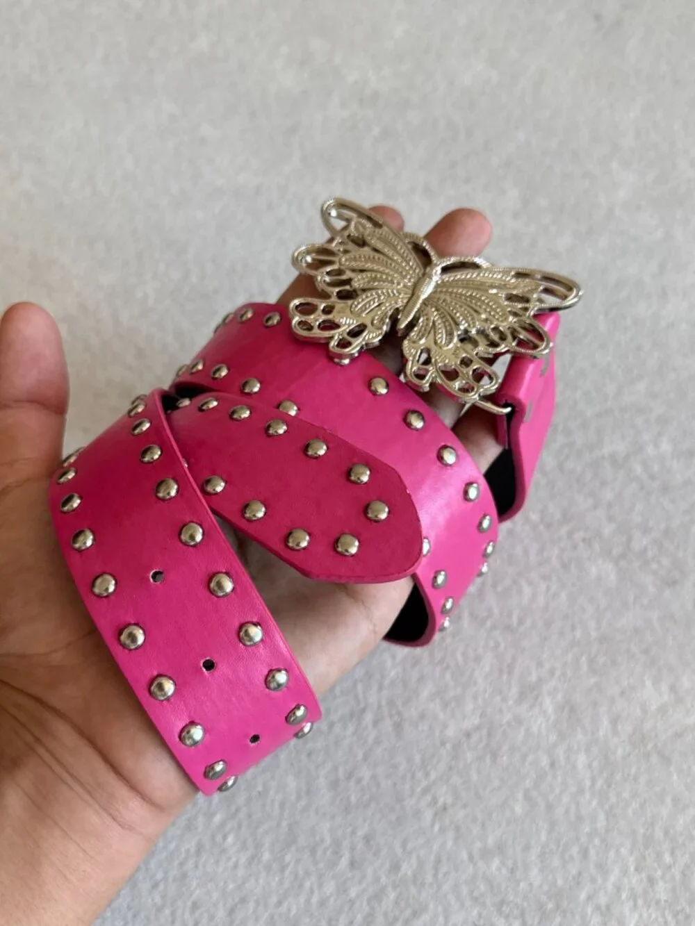Hot Pink Studded Butterfly Belt